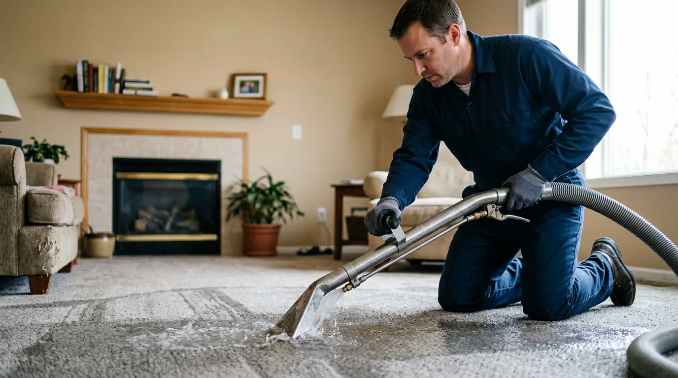Water damage restoration technician working near Needham, AL